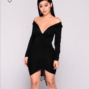 Black Hong Kong Ruched Dress